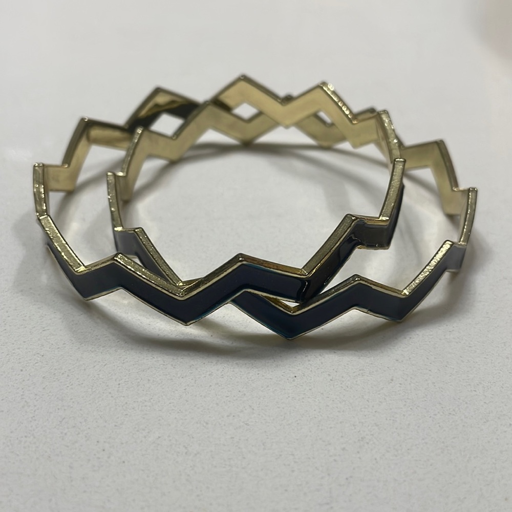 Two Blue Zig Zag Bracelets